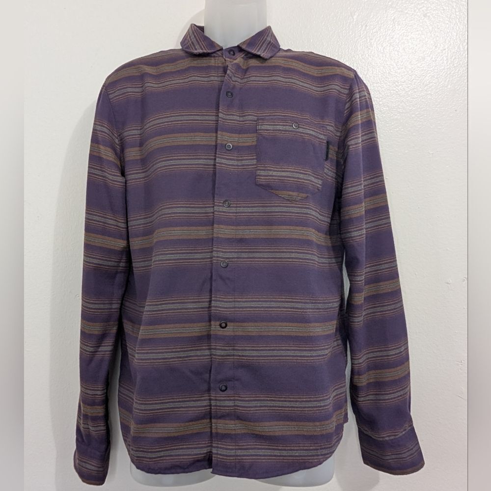 Pearl Izumi Purple Brown Striped Button Down Shirt S